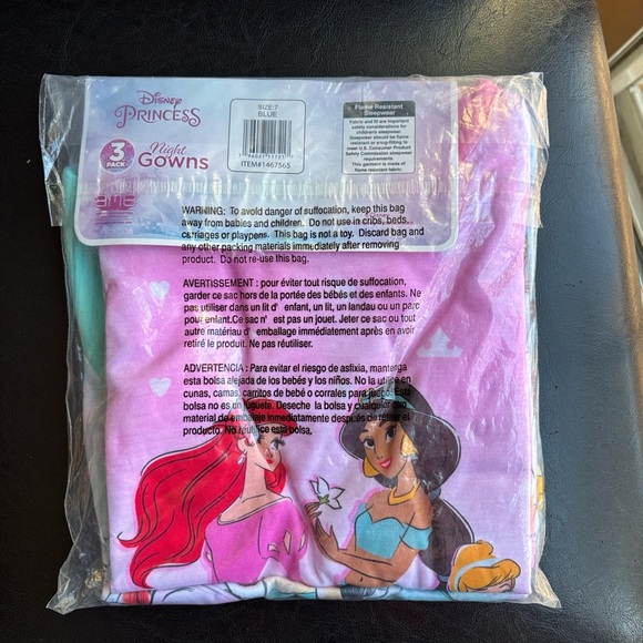 DISNEY PRINCESS 3-pack SIZE 7 NIGHTGOWNS , NEW IN PACKAGE - Picture 8 of 9